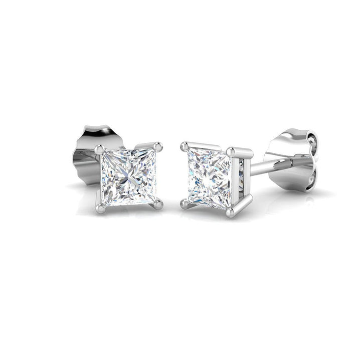 Lab Diamond Princess Stud Earrings 1.00ct D/VVS in 18k White Gold