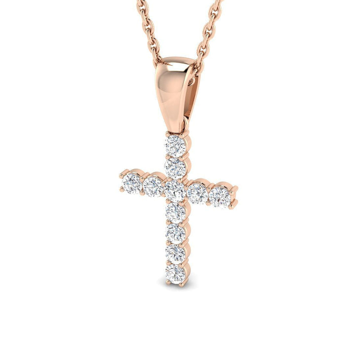 0.25ct Lab Diamond Cross Necklace D/VVS Quality in 9k Rose Gold