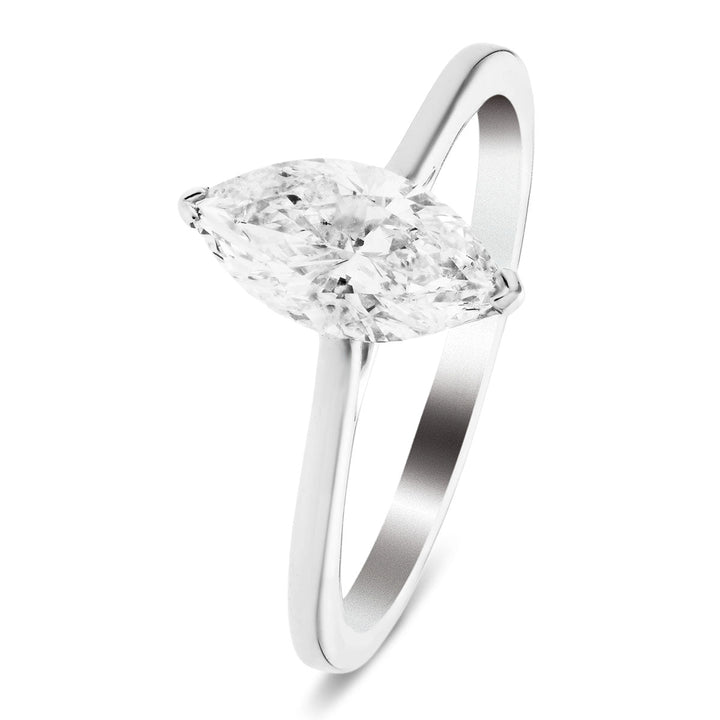 Ava Lab Marquise Diamond Solitaire Engagement Ring 1.50ct D/VVS 18k White Gold