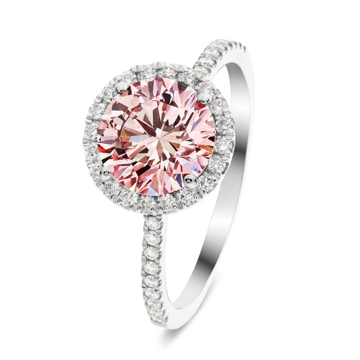 Elsie Pink Lab Round Diamond Halo Engagement Ring 2.50ct in Platinum