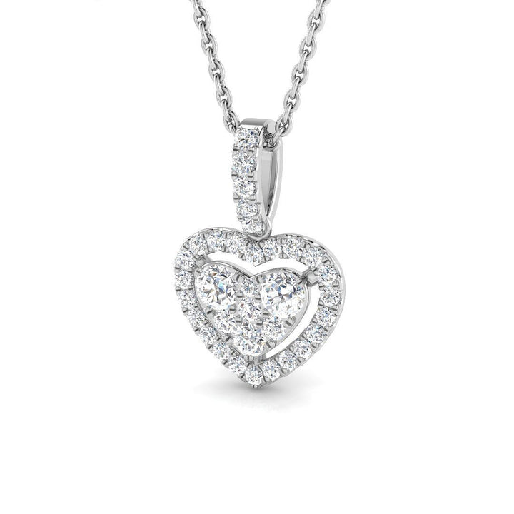 Heart Lab Diamond Cluster Pendant Necklace 0.40ct in 9k White Gold