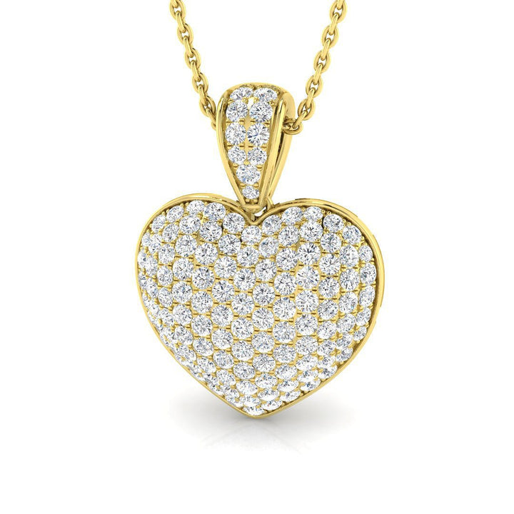 Heart Necklace Pendant Lab Diamond 1.00ct In 9K Yellow Gold