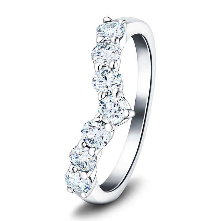 Lab Diamond 7 Stone Wishbone Ring 1.00ct D/VVS Quality in 18k White Gold