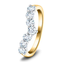 Lab Diamond 7 Stone Wishbone Ring 1.00ct G/VS Quality in 18k Yellow Gold - After Diamonds