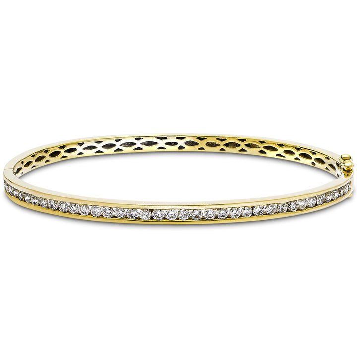 Lab Diamond Channel Set Bangle 3.00ct in D/VVS 9k Yellow Gold