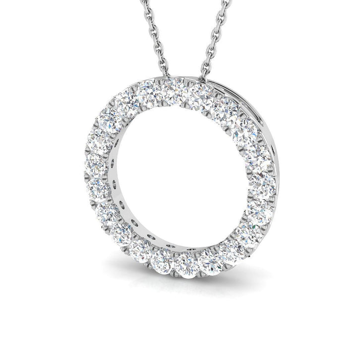Lab Diamond Circle Necklace Pendant 1.00ct in 925 Silver