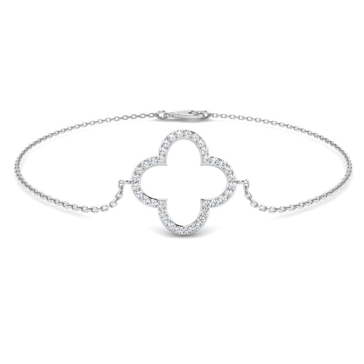 Lab Diamond Clover Bracelet 0.15ct D/VVS in 9k White Gold