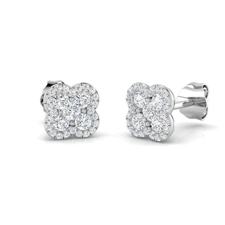 Lab Diamond Clover Cluster Earrings 0.50ct D/VVS in 9k White Gold