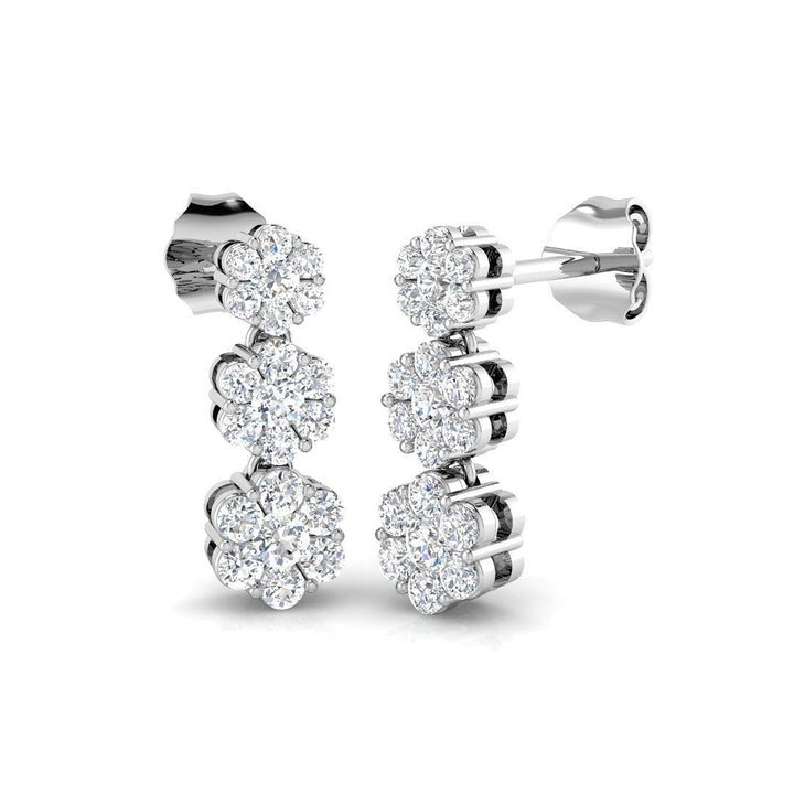 Lab Diamond Cluster Drop Earrings 0.70ct D/VVS in 925 Silver