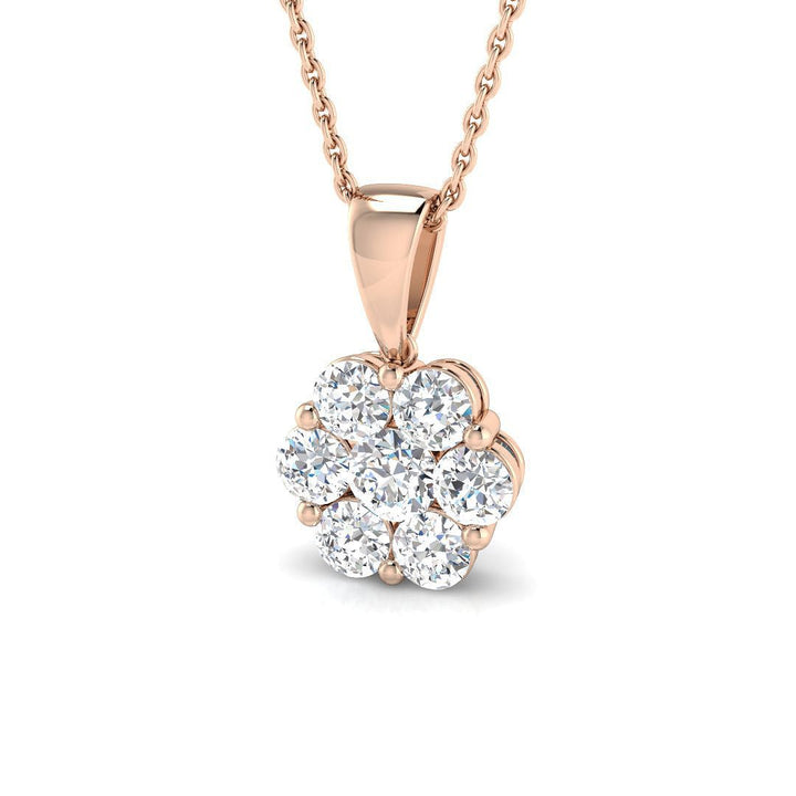 Lab Diamond Cluster Pendant Necklace 1.00ct D/VVS in 9k Rose Gold