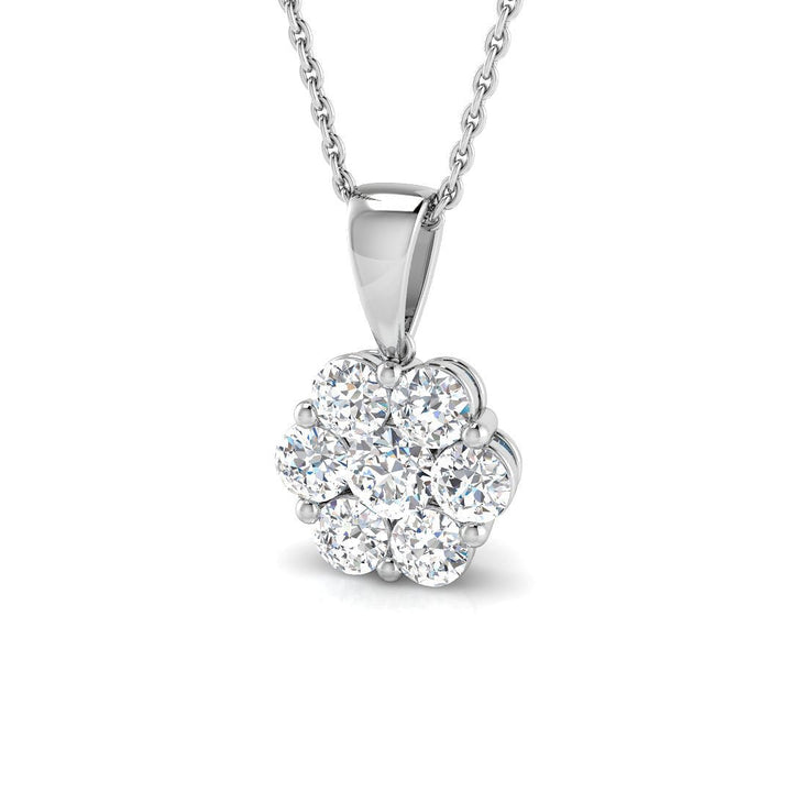 Lab Diamond Cluster Pendant Necklace 1.00ct D/VVS in 9k White Gold