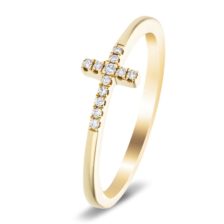 Lab Diamond Cross Ring 0.06ct D/VVS in 9k Yellow Gold