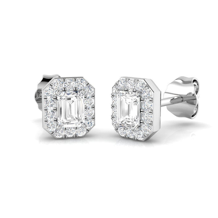 Lab Diamond Emerald Halo Earrings 0.50ct D/VVS in 925 Silver