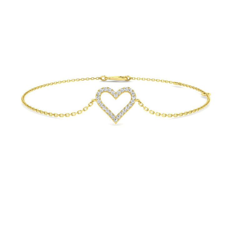 Lab Diamond Heart Bracelet 0.25ct D/VVS in 18k Yellow Gold