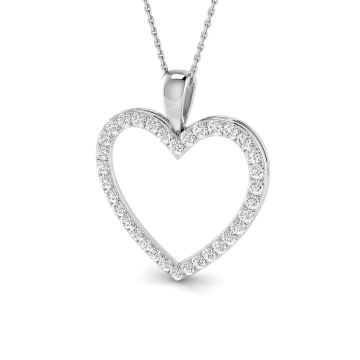 Lab Diamond Heart Pendant Necklace 1.00ct in 9k White Gold