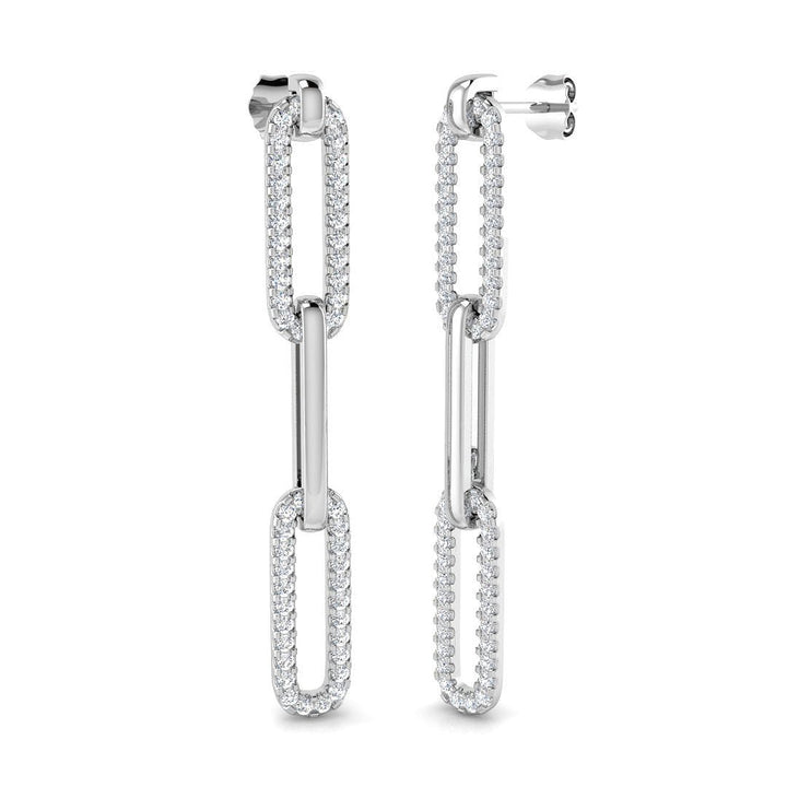 Lab Diamond Paperclip Earrings 1.00ct D/VVS in 9k White Gold