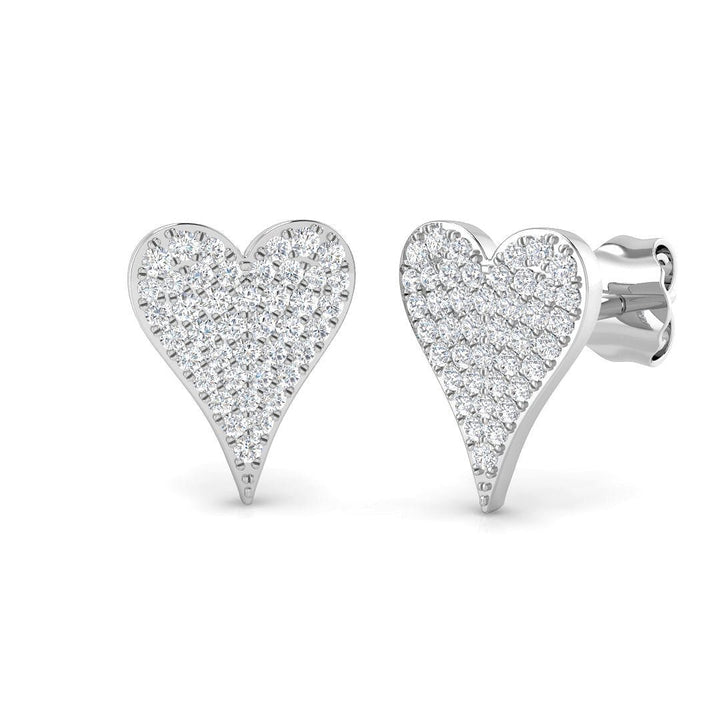 Lab Diamond Pave Heart Earrings 0.30ct D/VVS in 925 Silver