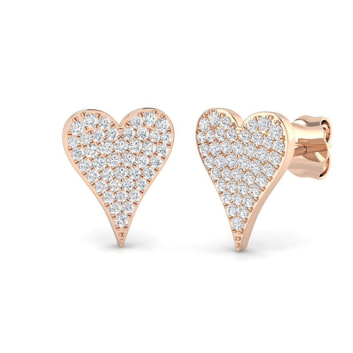Lab Diamond Pave Heart Earrings 0.30ct D/VVS in 9k Rose Gold