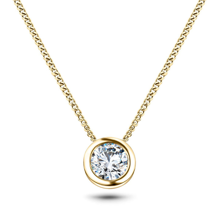 Lab Diamond Solitaire Bezel Necklace Pendant 0.50ct G/VS in 18k Yellow Gold