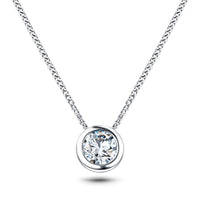 Lab Diamond Solitaire Bezel Necklace Pendant 4.00ct G/VS in 18k White Gold - After Diamonds