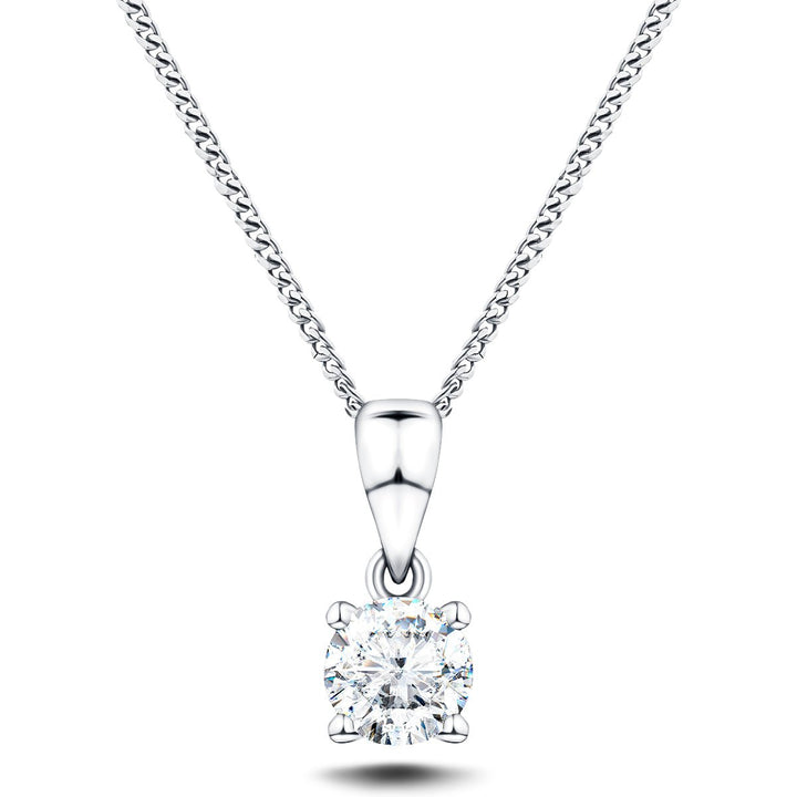 Lab Diamond Solitaire Necklace Pendant 0.70ct G/VS in 18k White Gold