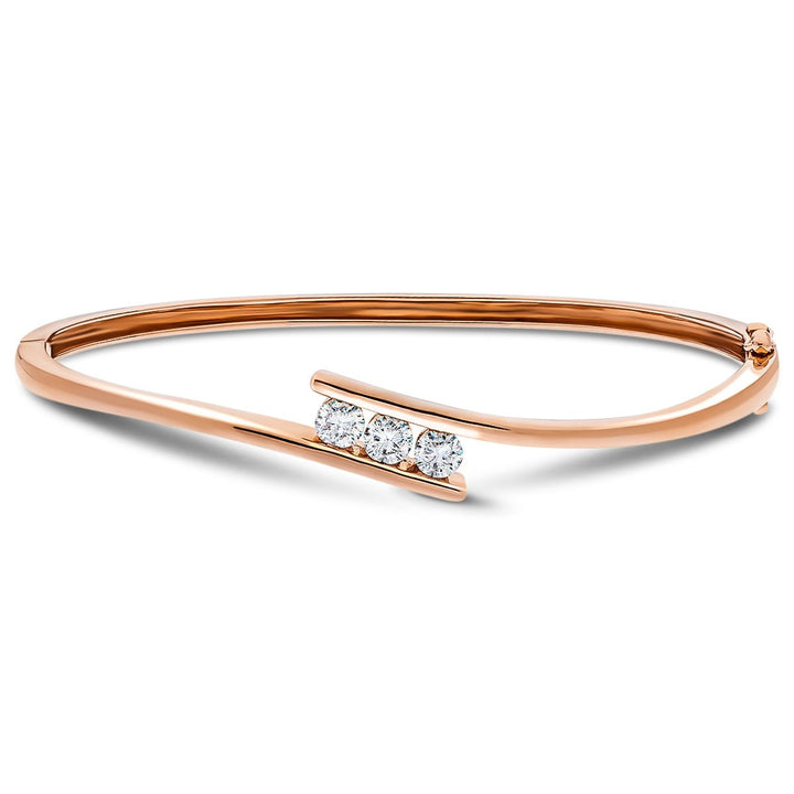 Lab Diamond Three Stone Bangle 0.75ct in D/VVS 18k Rose Gold
