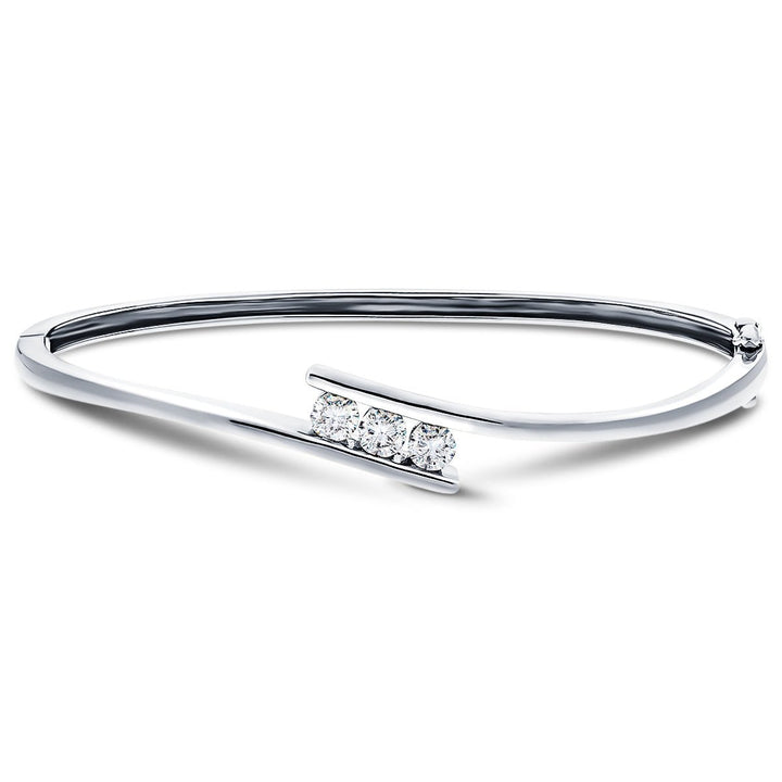Lab Diamond Three Stone Bangle 0.75ct in D/VVS 18k White Gold