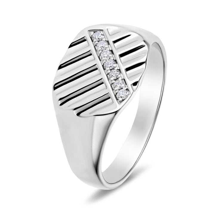 Mens Lab Diamond Signet Ring 0.10ct D/VVS in 925 Silver
