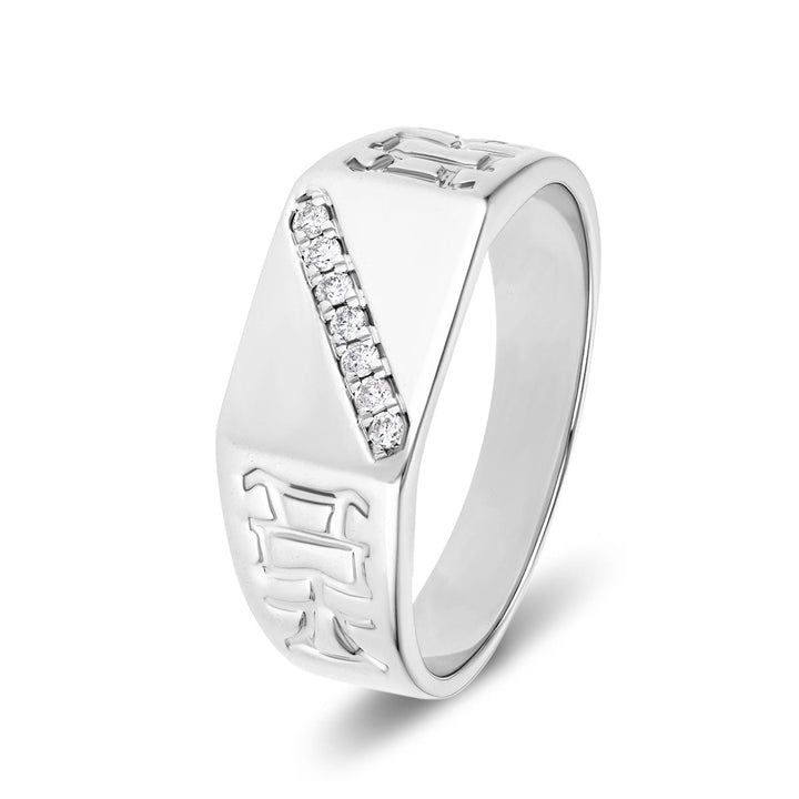 Mens Signet Ring With 0.10ct Lab Diamonds in D/VVS 925 Silver