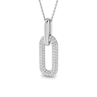 Pave Set Lab Diamond Paper Clip Pendant Necklace 0.70ct in 9k White Gold - After Diamonds