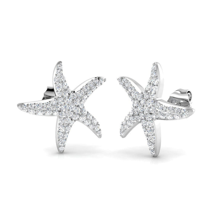 Pave Set Starfish Lab Diamond Earrings 0.50ct in 9k White Gold