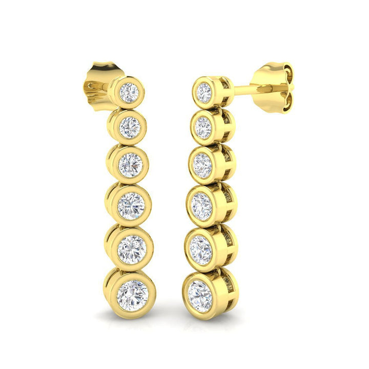 Rub Over Drop Earrings 2.00ct D/VVS Lab Diamonds in 9k Yellow Gold