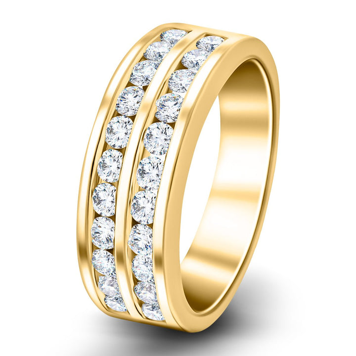 Two Row Channel Set Lab Diamond Half Eternity Ring 1.00ct D/VVS in 18k Yellow Gold
