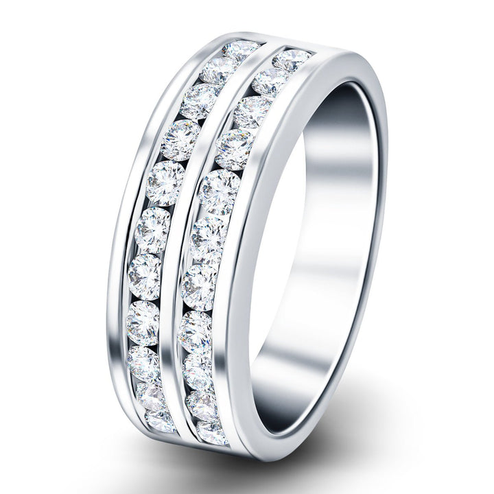 Two Row Channel Set Lab Diamond Half Eternity Ring 1.00ct D/VVS in Platinum