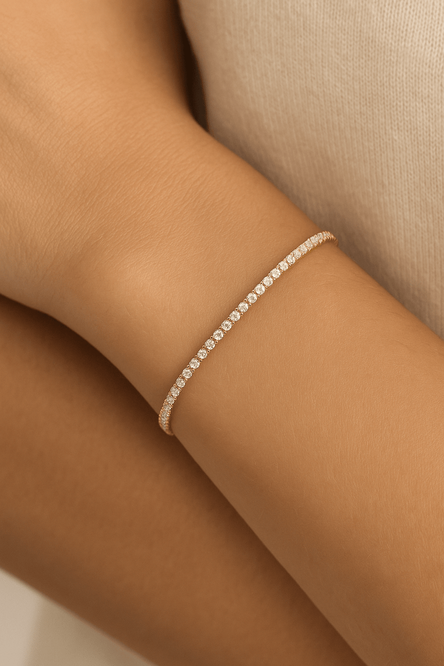 2ct Lab Diamond Tennis Bracelet D/VVS Quality Set in 18k Yellow Gold - After Diamonds
