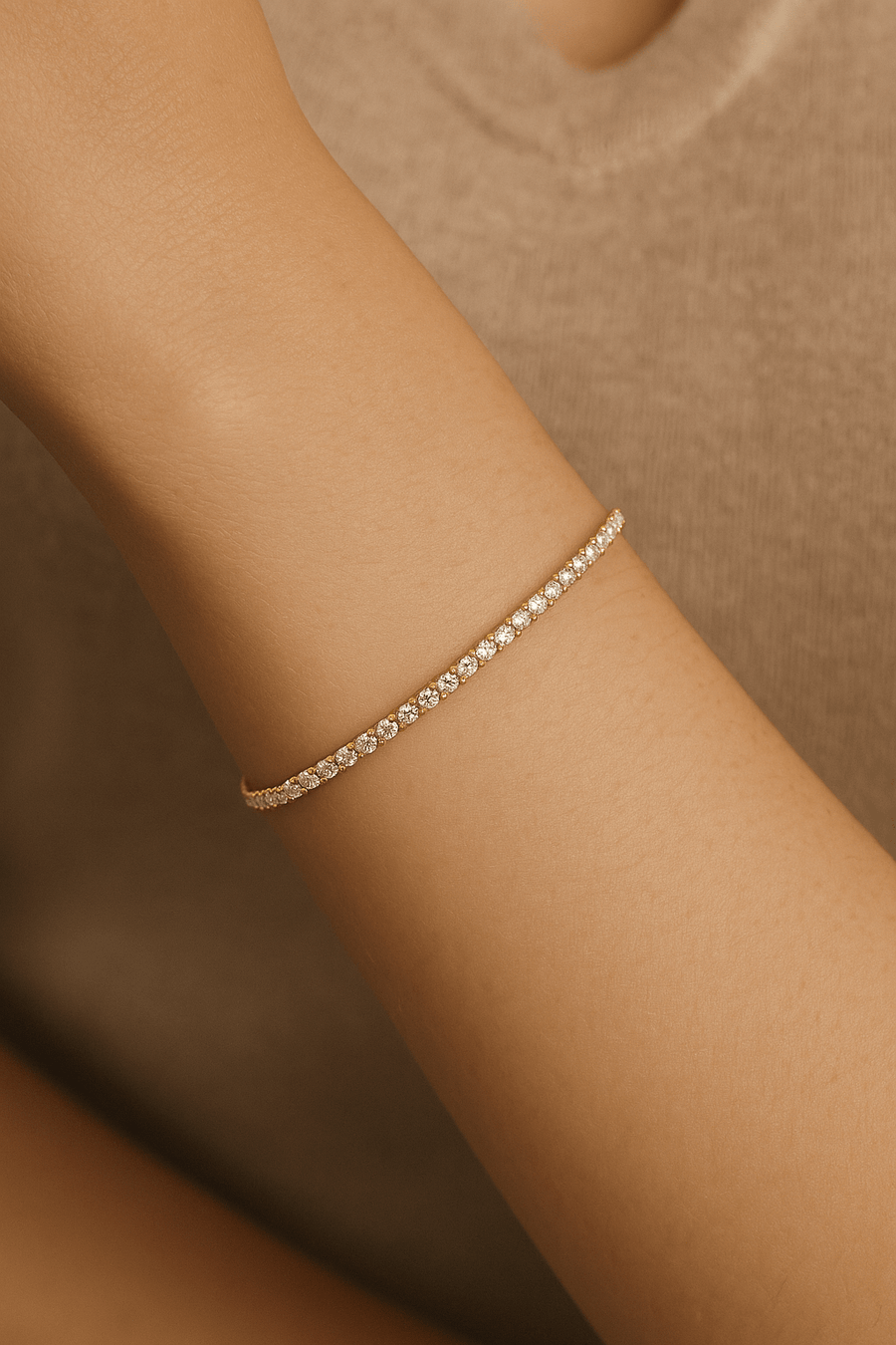3ct Lab Diamond Tennis Bracelet D/VVS Quality Set in 18k Yellow Gold - After Diamonds