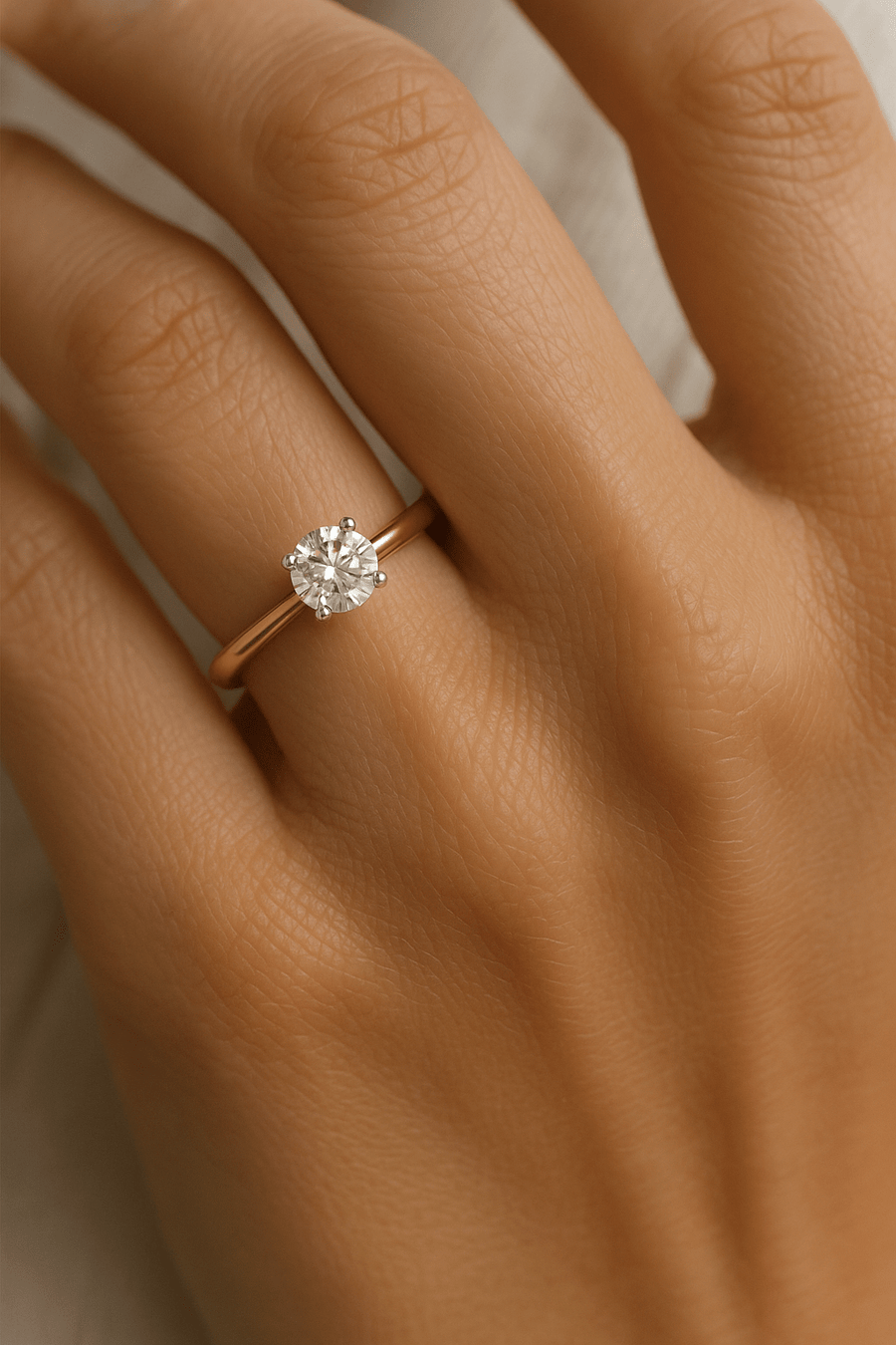 Ella Lab Diamond Solitaire Engagement Ring 0.50ct D/VVS 18k Yellow Gold - After Diamonds