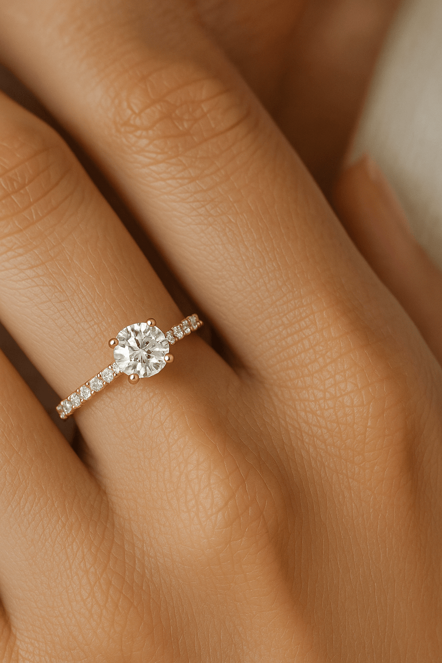 Emily Lab Diamond Round Engagement Ring 0.75ct G/VS 18k Yellow Gold - After Diamonds