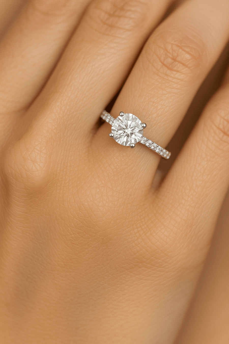 Emily Lab Diamond Round Engagement Ring 1.25ct D/VVS Platinum - After Diamonds