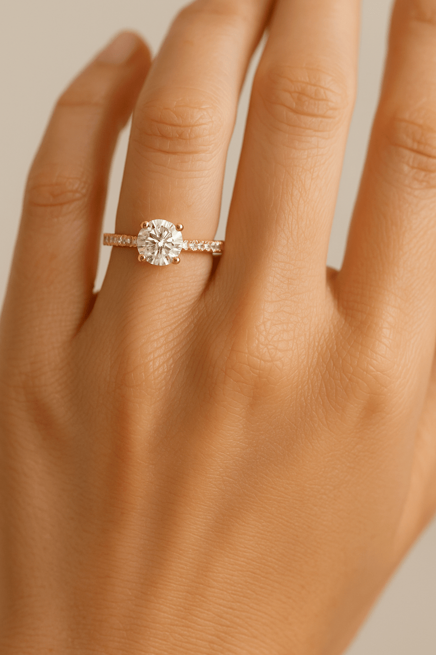 Emily Lab Diamond Round Engagement Ring 1.25ct G/VS 18k Yellow Gold - After Diamonds