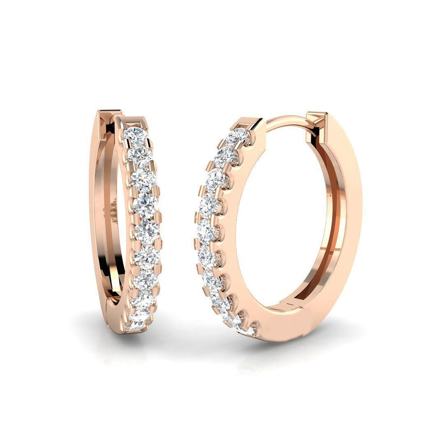 Lab Diamond Huggie Hoop Earrings 0.20ct in 9k Rose Gold - After Diamonds