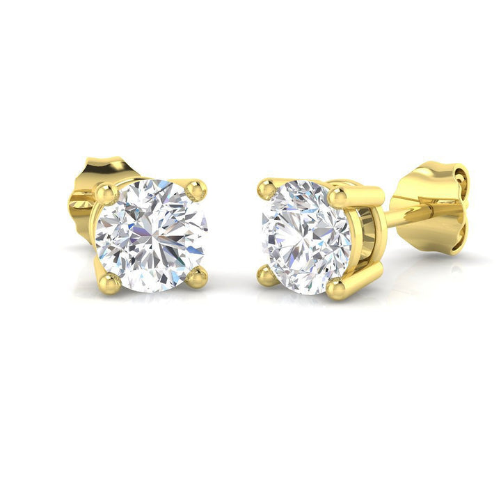 Lab Diamond Solitaire Stud Earrings 2.00ct G/VS in 18k Yellow Gold