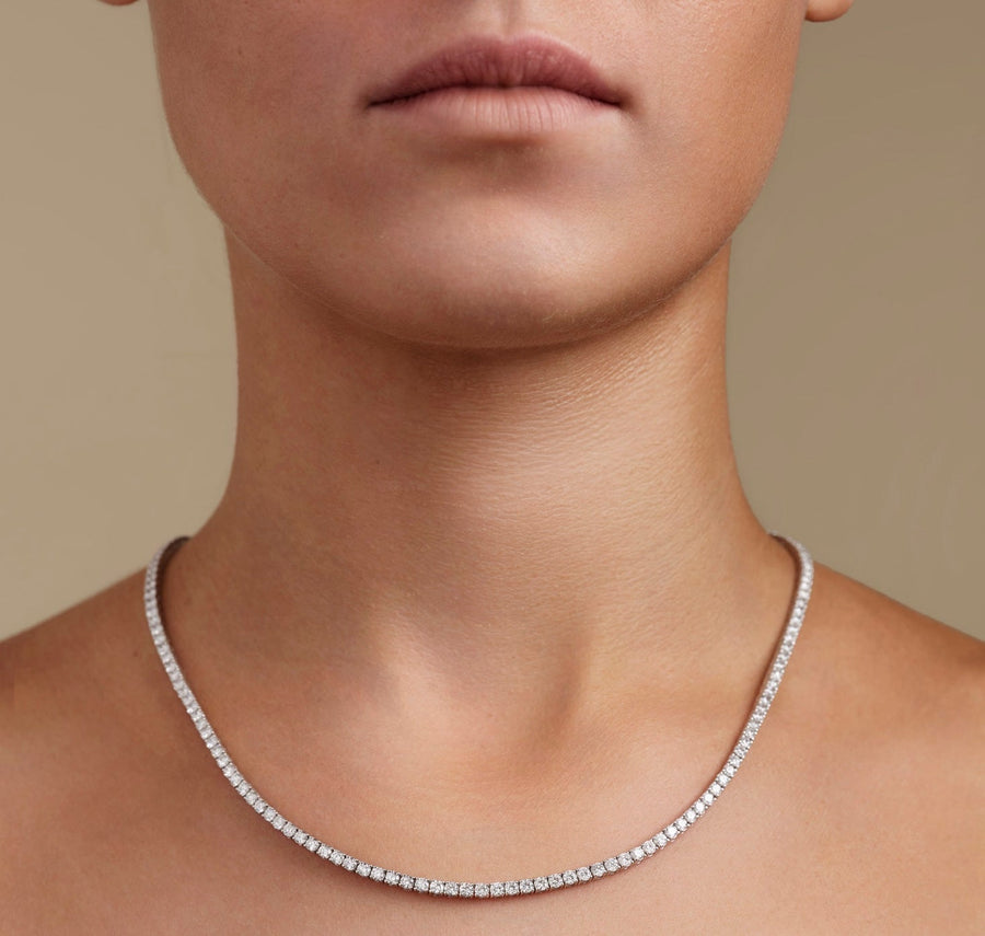 Lab Diamond Tennis Necklace 10ct D VVS Quality Set in Silver