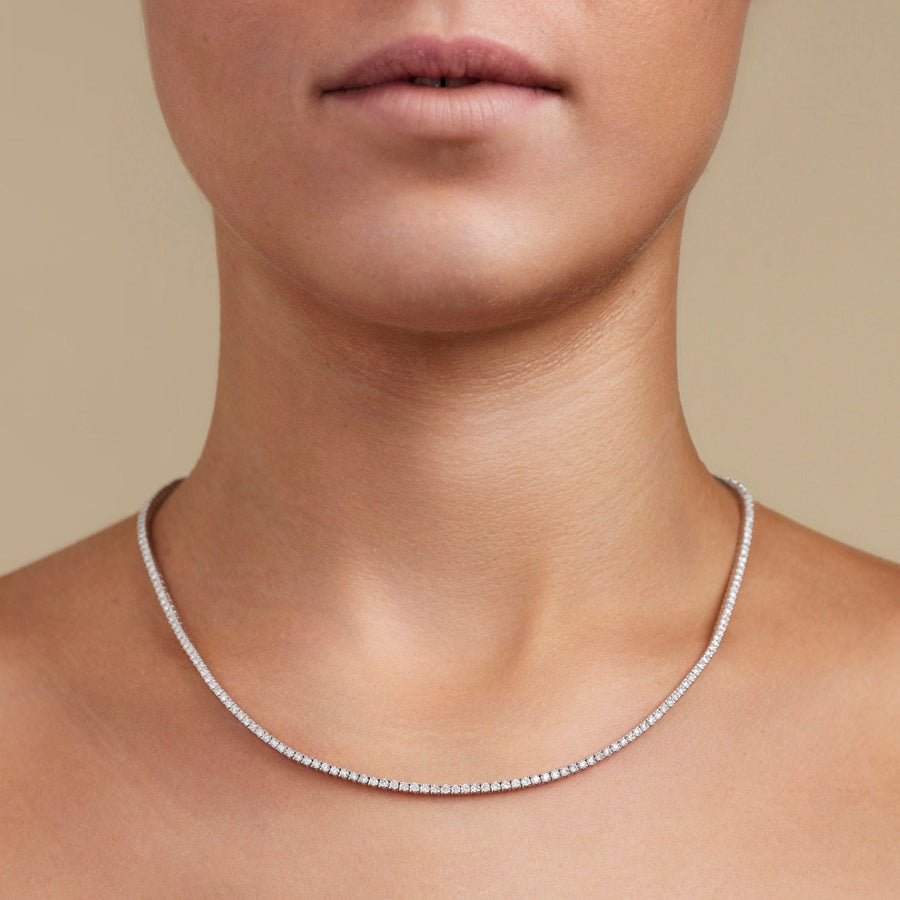Lab Diamond Tennis Necklace 5ct D/VVS Quality in 9k White Gold