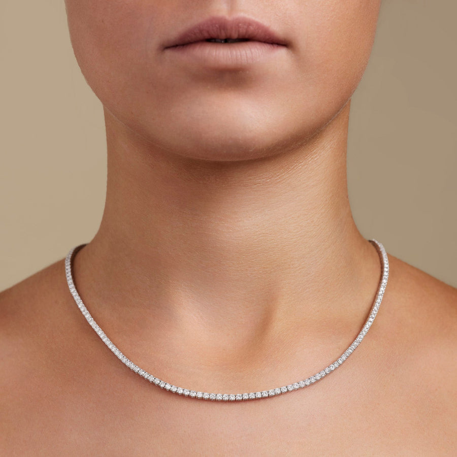 Lab Diamond Tennis Necklace 8ct D/VVS Quality in 9k White Gold - After Diamonds