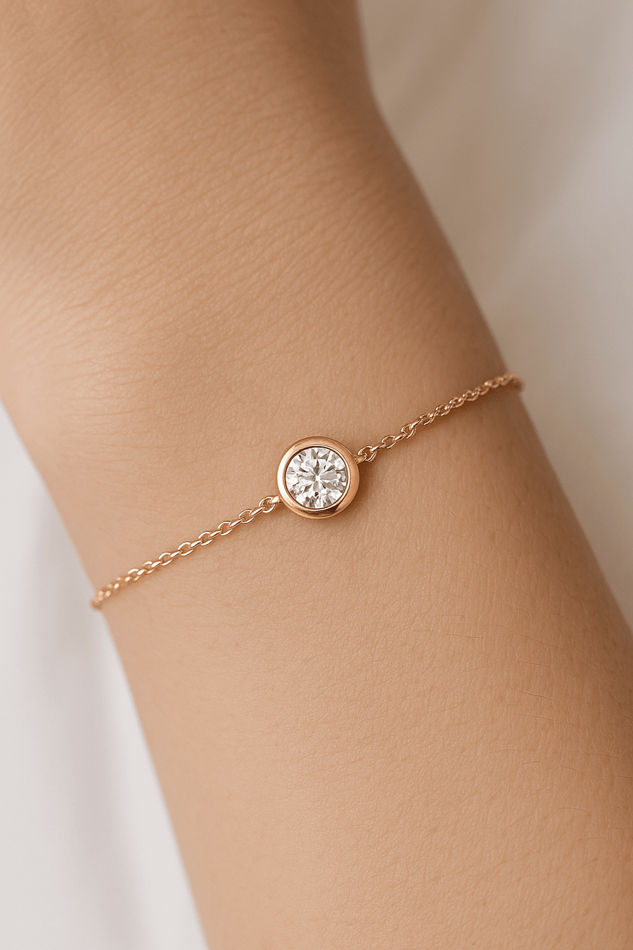 Lab Solitaire Diamond Bracelet 0.50ct D/VVS Quality in 9k Rose Gold - After Diamonds