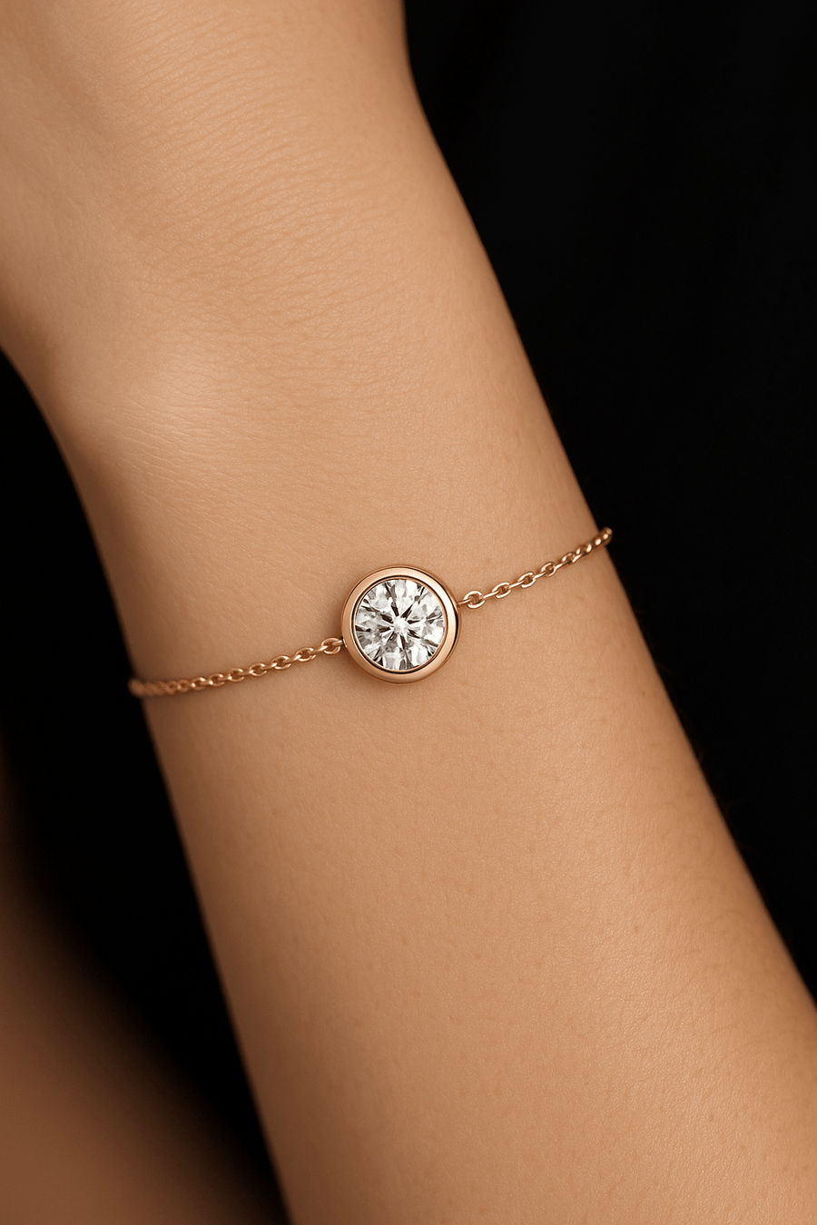 Lab Solitaire Diamond Bracelet 1.00ct G/VS Quality in 9k Rose Gold - After Diamonds