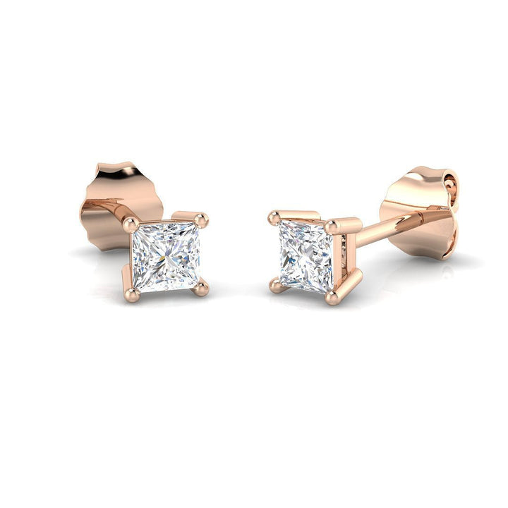 Princess Lab Diamond Stud Earrings 0.50ct G/VS in 9k Rose Gold