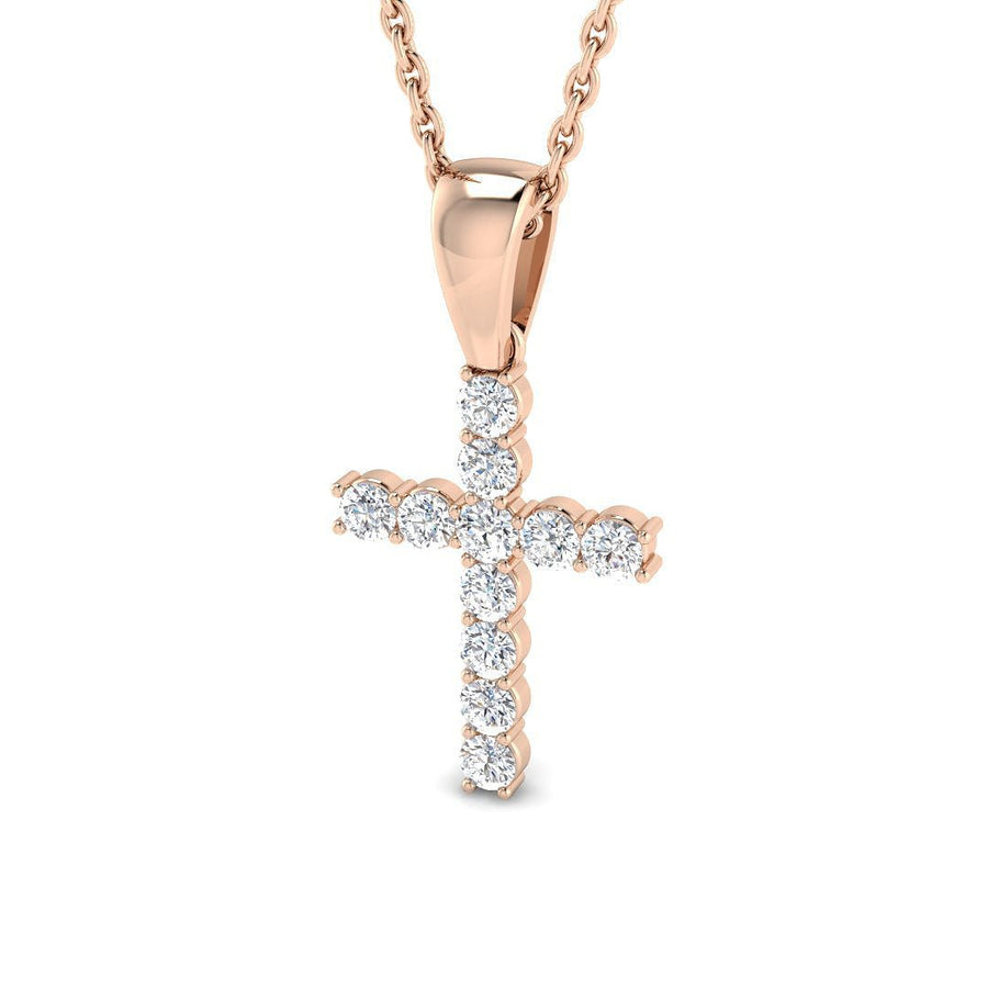 0.25ct Lab Diamond Cross Necklace G/VS Quality in 9k Rose Gold - After Diamonds