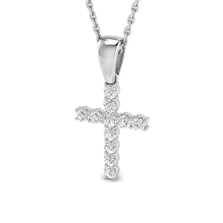 0.25ct Lab Diamond Cross Necklace D/VVS Quality in Silver